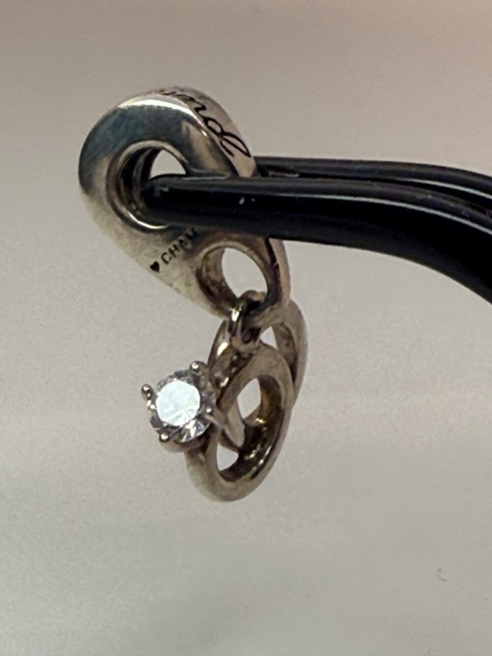 Chamilia Sterling Silver Love Is Kind Wedding Rings CZ Dangle Charm